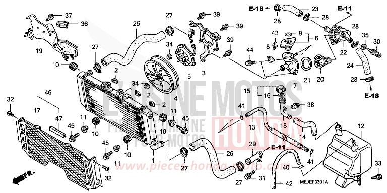 RADIATOR (CB1300A/SA) for CB1300 Super Bold'or ABS DARKNESS BLACK METALLIC (NH463F) from 2007